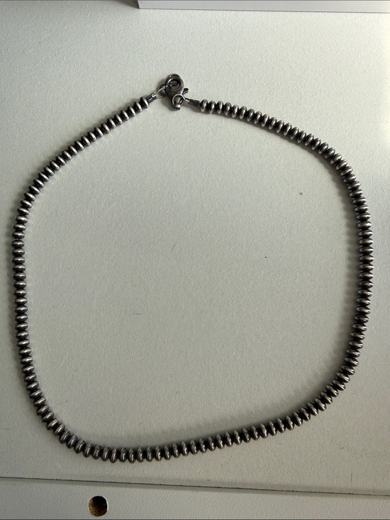 Jewelry - Sterling Silver Bead Chain Necklace - Silver-Native American pearls
